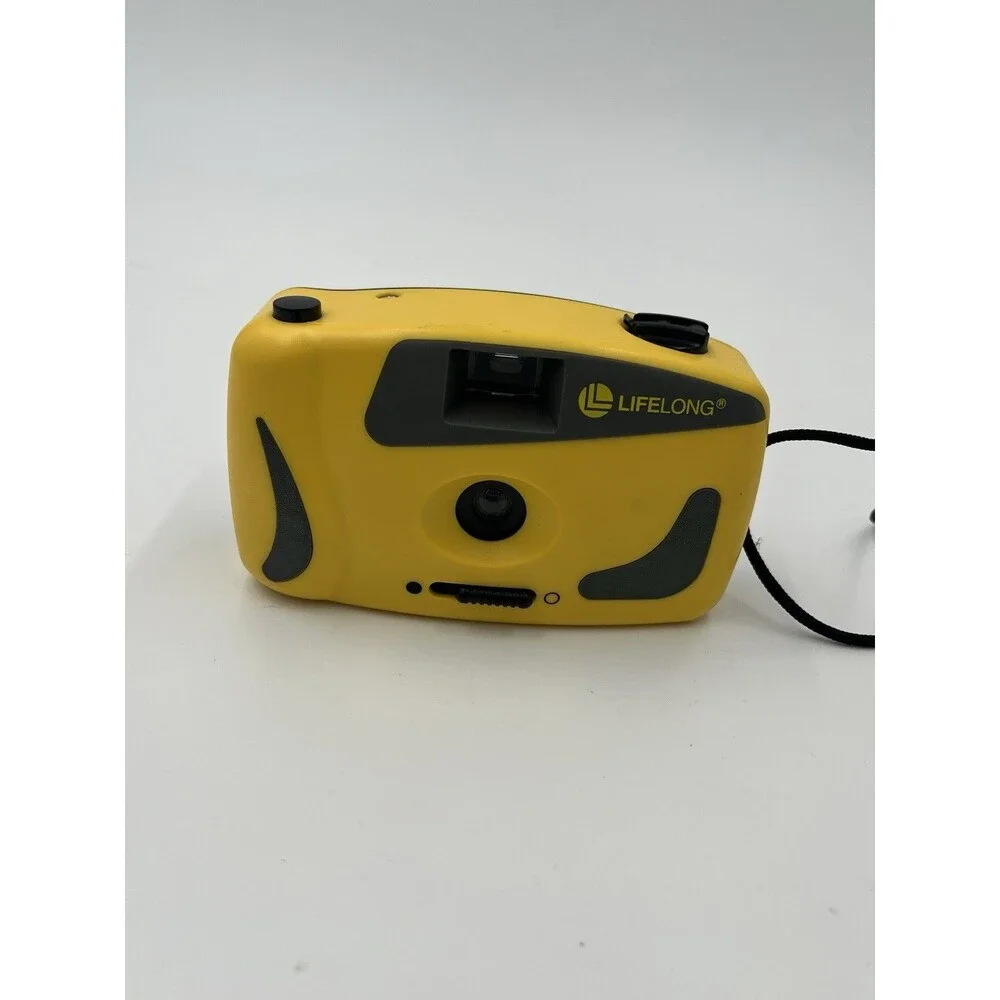 Vintage Lifelong Point And Shoot 35mm Camera With Carting Cord Yellow